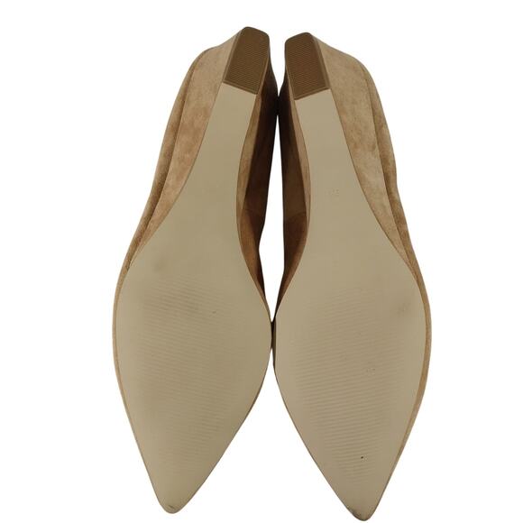 NWOT! TALBOTS! FAWN BEIGE/TAN GENUINE SUEDE LEATHER WEDGE HEEL PUMPS! SZ 9M - Picture 9 of 10